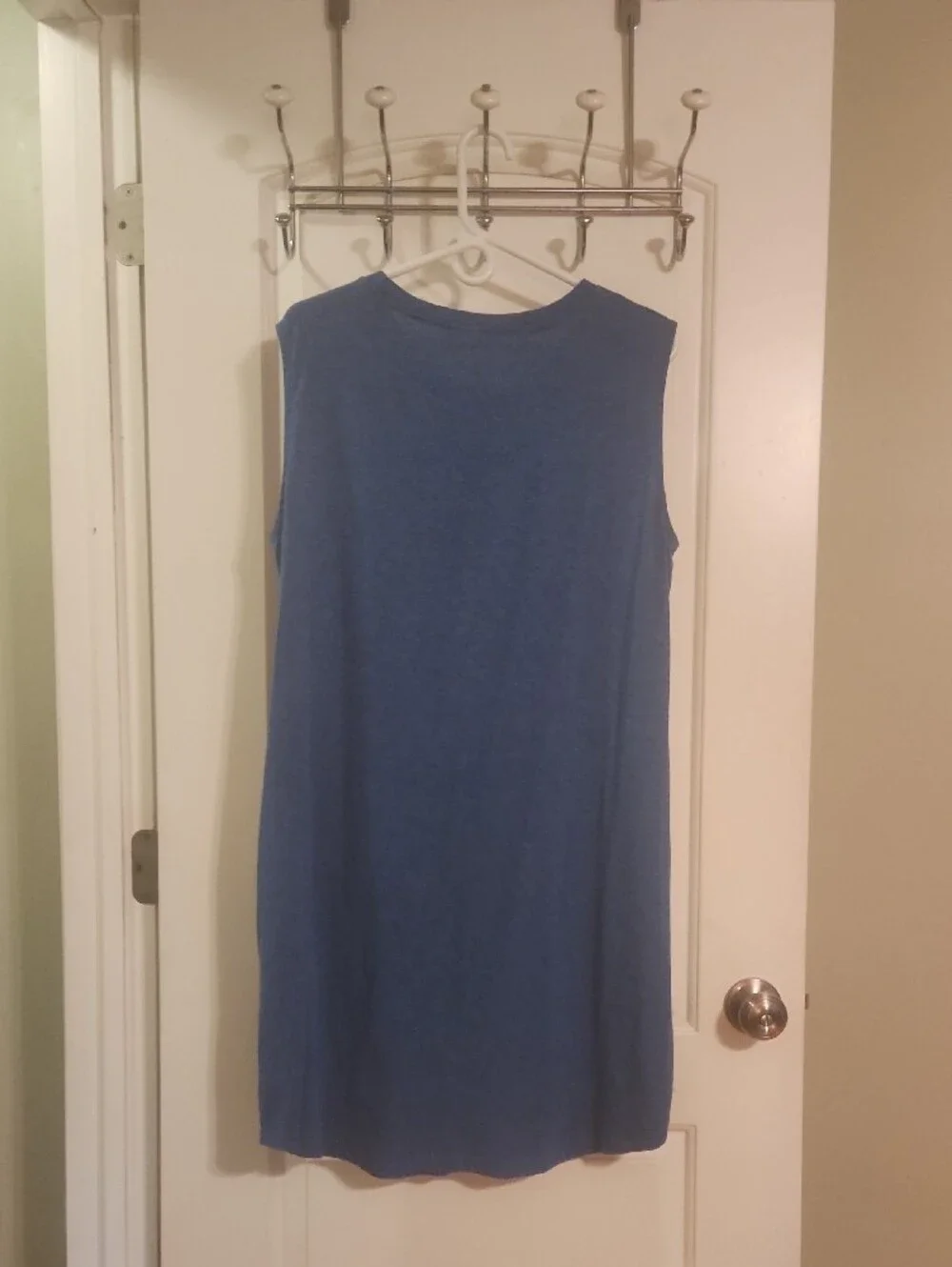 Blue Sleeveless Tropical Graphic Dress